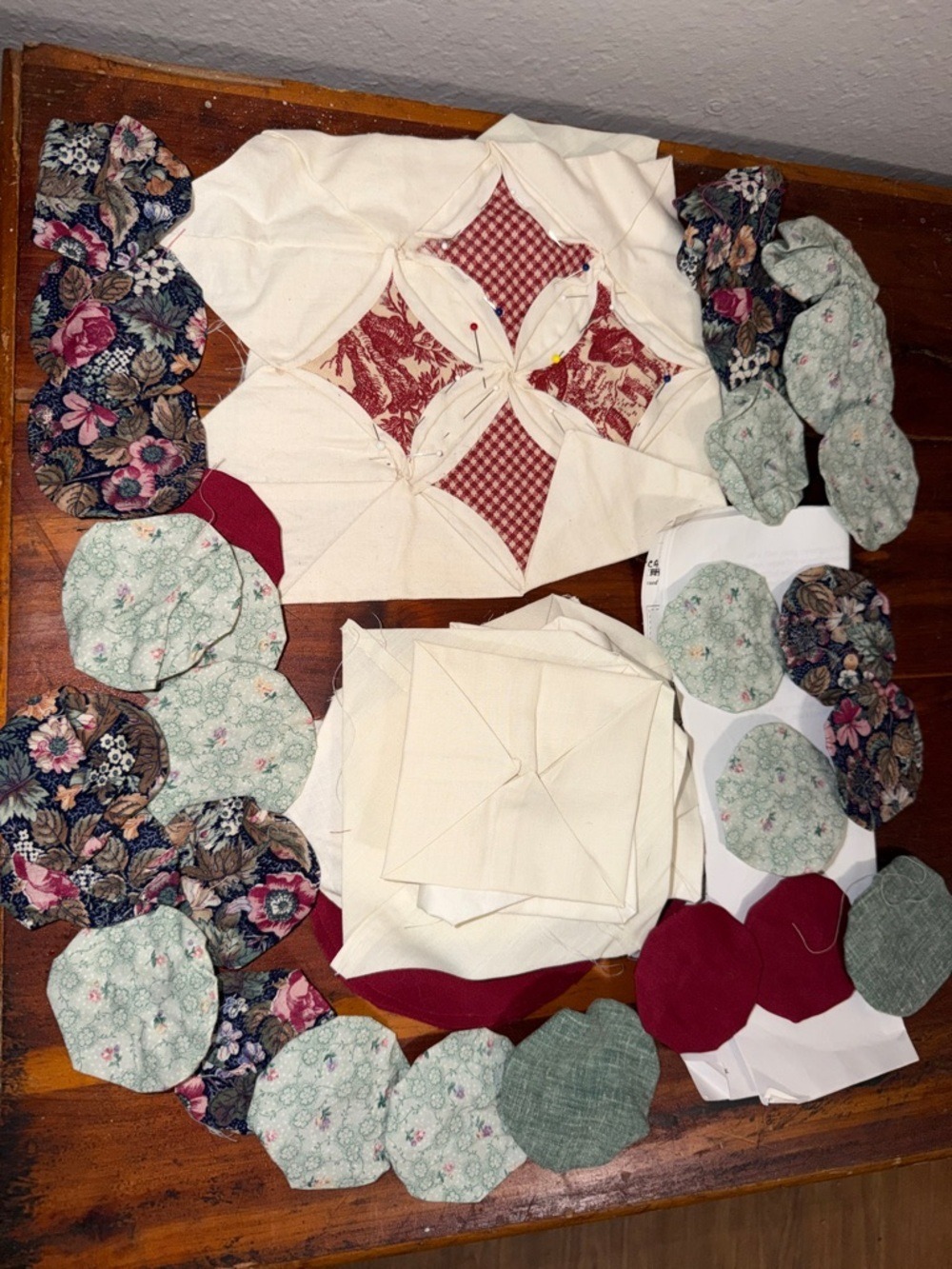 Vintage Cathedral Window Quilt Pieces Unfinished